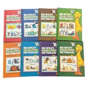 Vintage 1980s Big Birds Sesame Street Dictionary Books Complete Set 1-8; A-Z